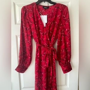 Faux Wrap Maxi Dress with Tie Waist